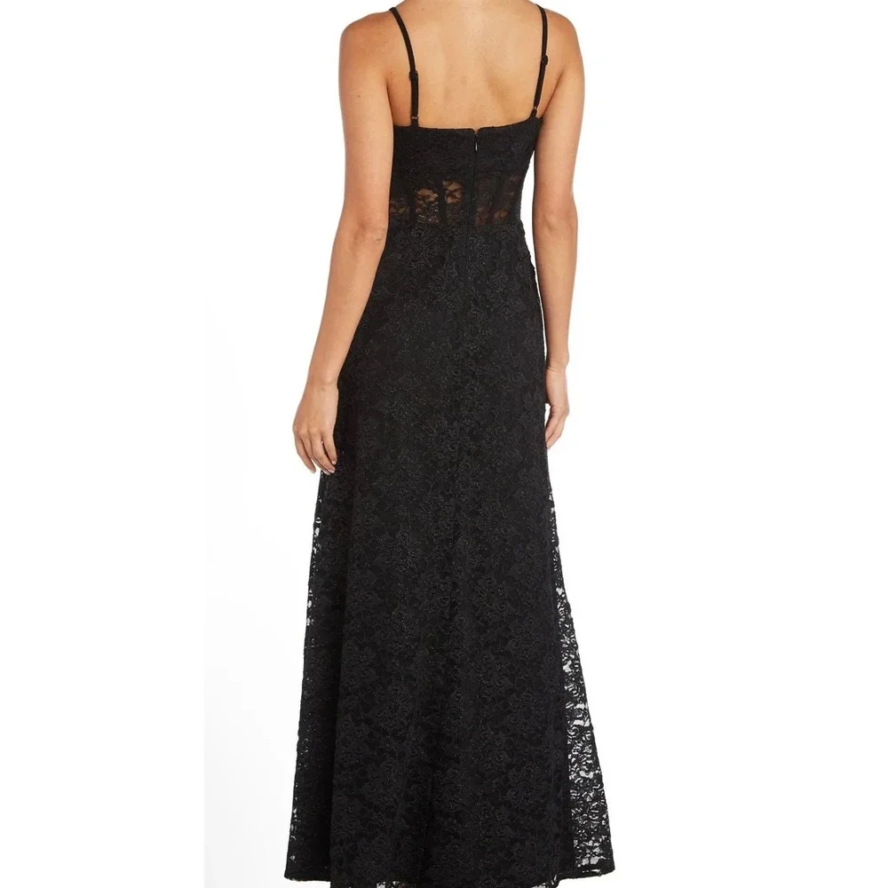 Lace Black Maxi Dress Formal Party Evening‎ Sleeveless Sexy Gown Junior Size 13